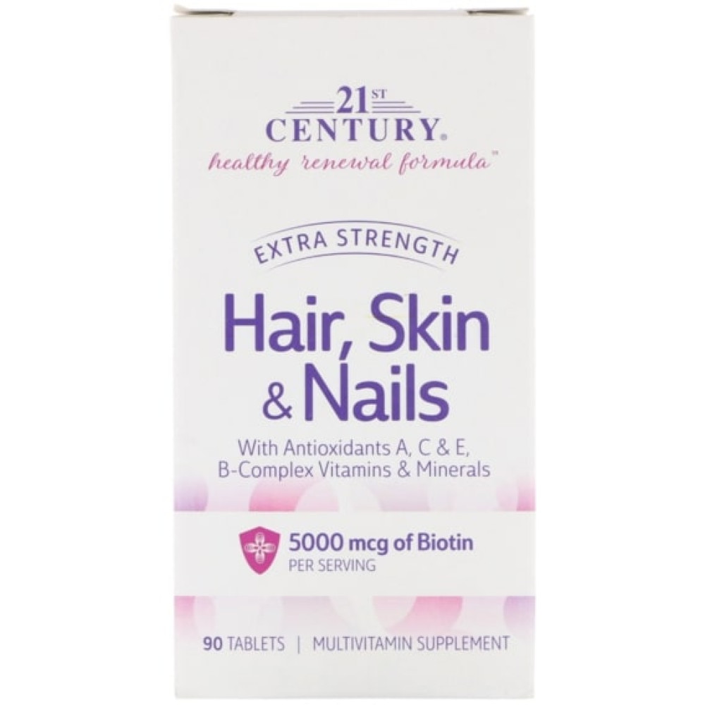 Комплекс для шкіри, волосся, нігтів 21st Century Hair, Skin & Nails, Extra Strength 90 Tabs CEN-27847