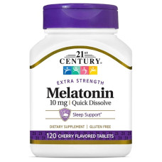 Мелатонін для сну 21st Century Melatonin, Quick Dissolve 10 mg 120 Tabs Cherry Flavor CEN-27503