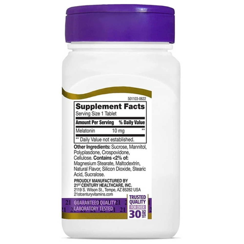 Мелатонін для сну 21st Century Melatonin, Quick Dissolve 10 mg 120 Tabs Cherry Flavor CEN-27503