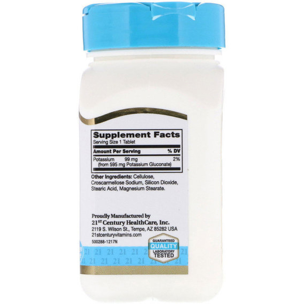 Мікроелемент Калій 21st Century Potassium Gluconate 595 mg 110 Tabs