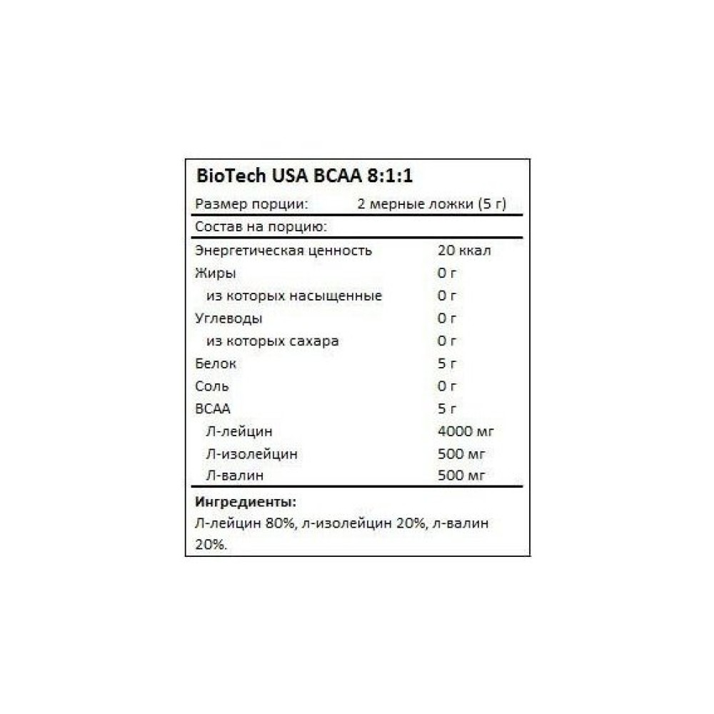 Амінокислота BCAA для спорту BioTechUSA BCAA 8:1:1 Zero 250 g /33 servings/ Blue Raspberry