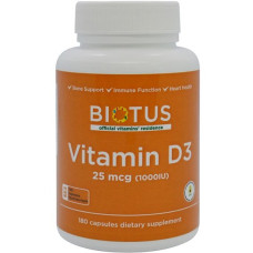 Вітамін D Biotus Vitamin D3, 1000 ME 180 Caps BIO-530067