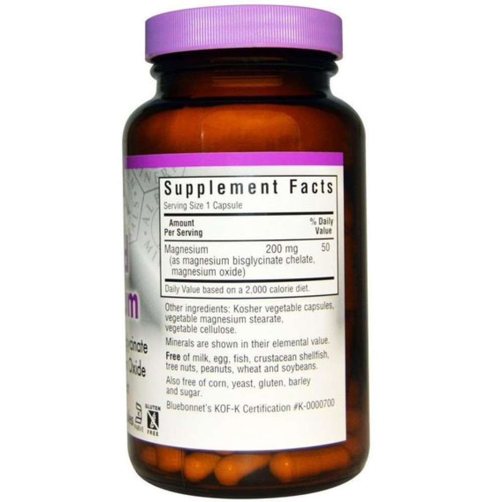 Мікроелемент Магній Bluebonnet Nutrition Albion Buffered Chelated Magnesium 200 mg 120 Caps