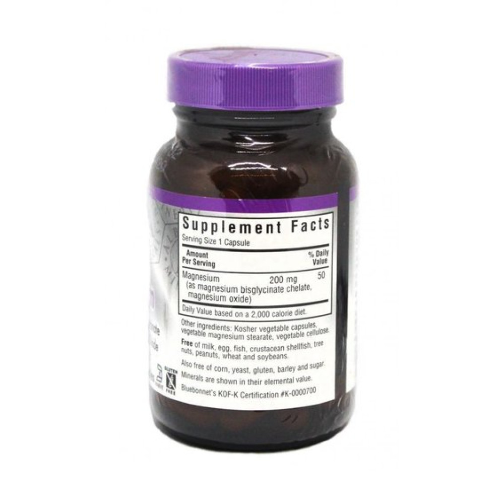 Мікроелемент Магній Bluebonnet Nutrition Albion Buffered Chelated Magnesium 200 mg 60 Caps