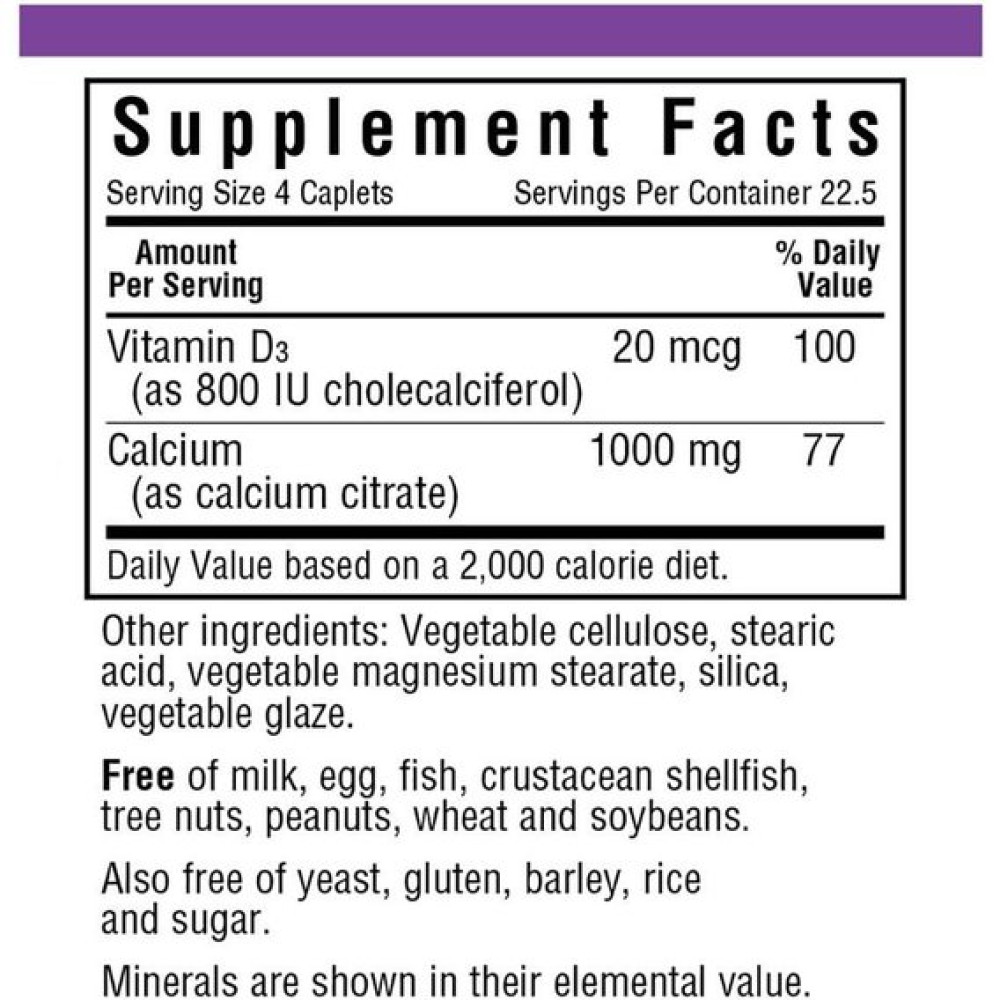Мікроелемент Кальцій Bluebonnet Nutrition Calcium Citrate Plus Vitamin D3 90 Caplets BLB0710