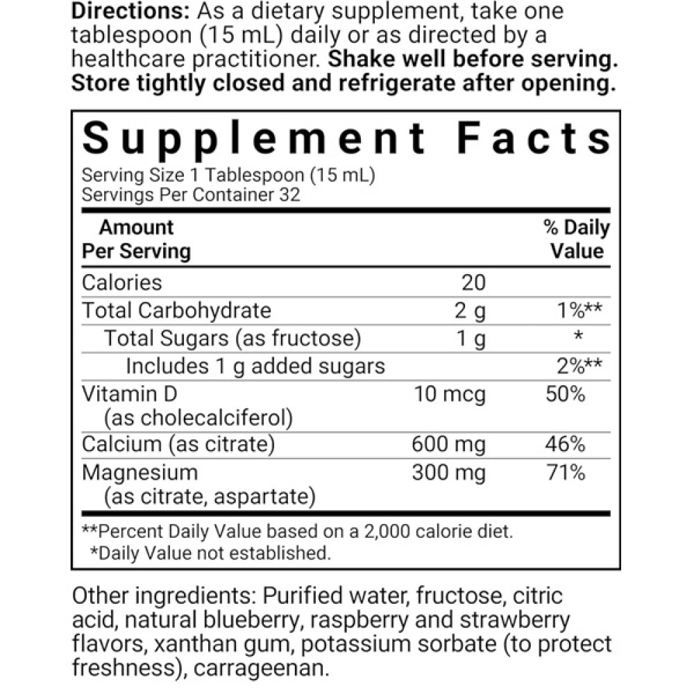 Мікроелемент Кальцій Bluebonnet Nutrition Calcium Magnesium Citrate + Vitamin D3, 16 oz 473 ml Natural Mixed Berry Flavor BLB0696