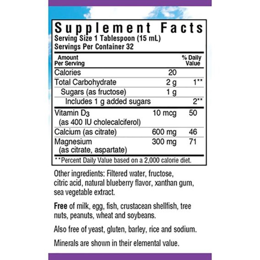 Мікроелемент Кальцій Bluebonnet Nutrition Calcium Magnesium Citrate + Vitamin D3, 16 oz 472 ml Natural Raspberry Flavor BLB0694