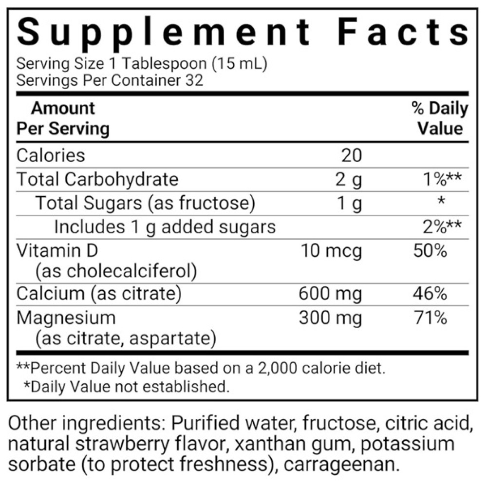 Мікроелемент Кальцій Bluebonnet Nutrition Calcium Magnesium Citrate + Vitamin D3, 16 oz 473 ml Natural Strawberry Flavor BLB0692