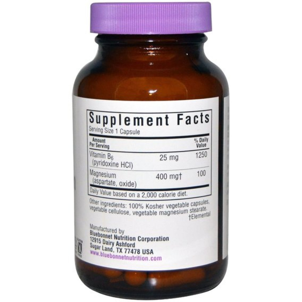 Мікроелемент Магній Bluebonnet Nutrition Magnesium Plus B6 90 Veg Caps BLB0735