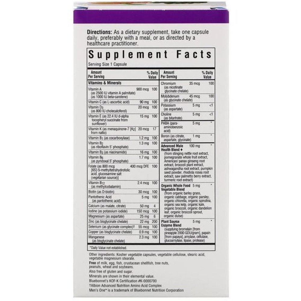 Вітамінно-мінеральний комплекс Bluebonnet Nutrition Men's One 30 Veg Caps BLB0139