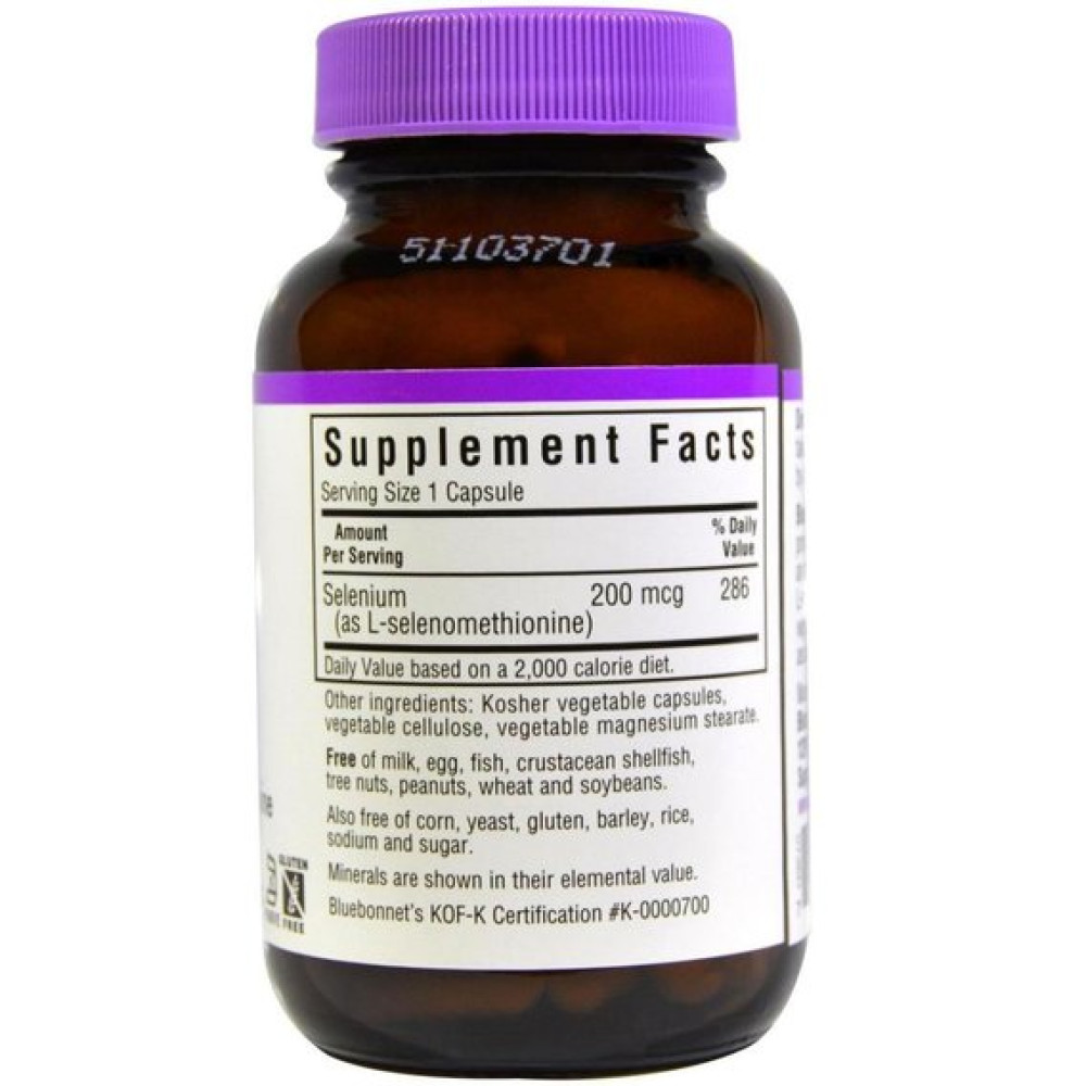 Селен Bluebonnet Nutrition Selenium 200 mcg 90 Veg Caps