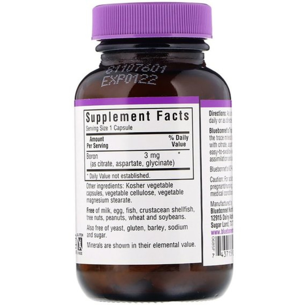 Мікроелемент Бор Bluebonnet Nutrition Triple Boron 3 mg 90 Veg Caps BLB0685