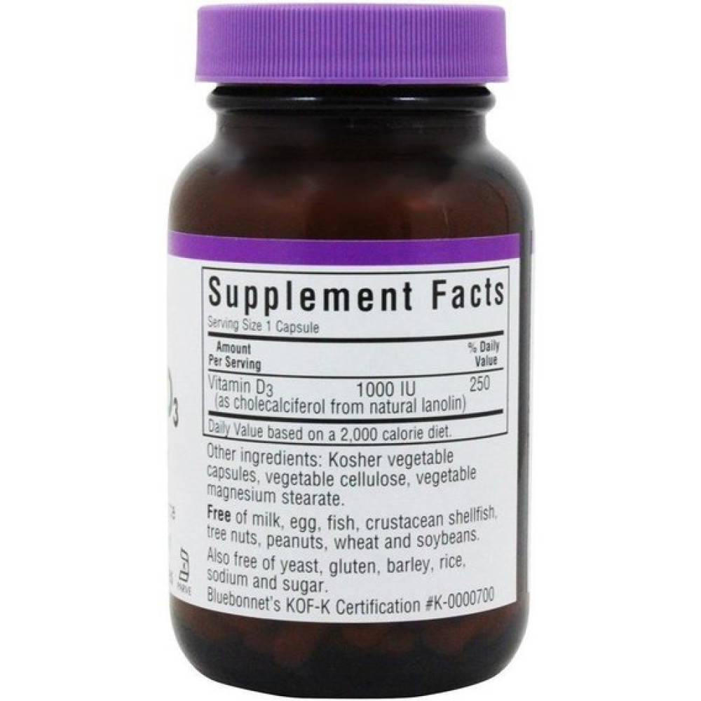 Вітамін D Bluebonnet Nutrition Vitamin D3 1000IU 100 Softgels BLB0308