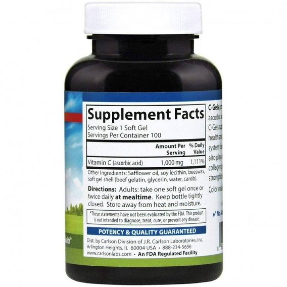 Вітамін C Carlson Labs C-Gel Vitamin C 1000 mg 60 Caps CAR-03000