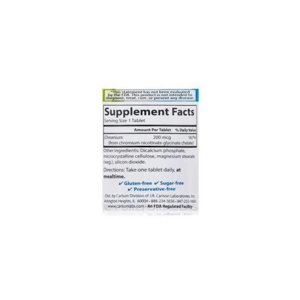 Мікроелемент Хром Carlson Labs Chelated Chromium 200 mcg 300 Tabs