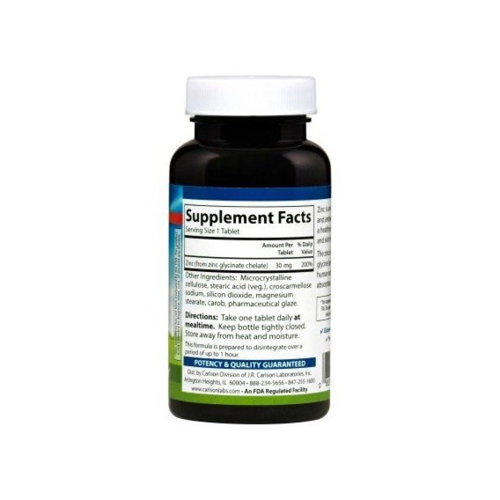 Мікроелемент Цинк Carlson Labs Chelated Zinc 250 Tabs