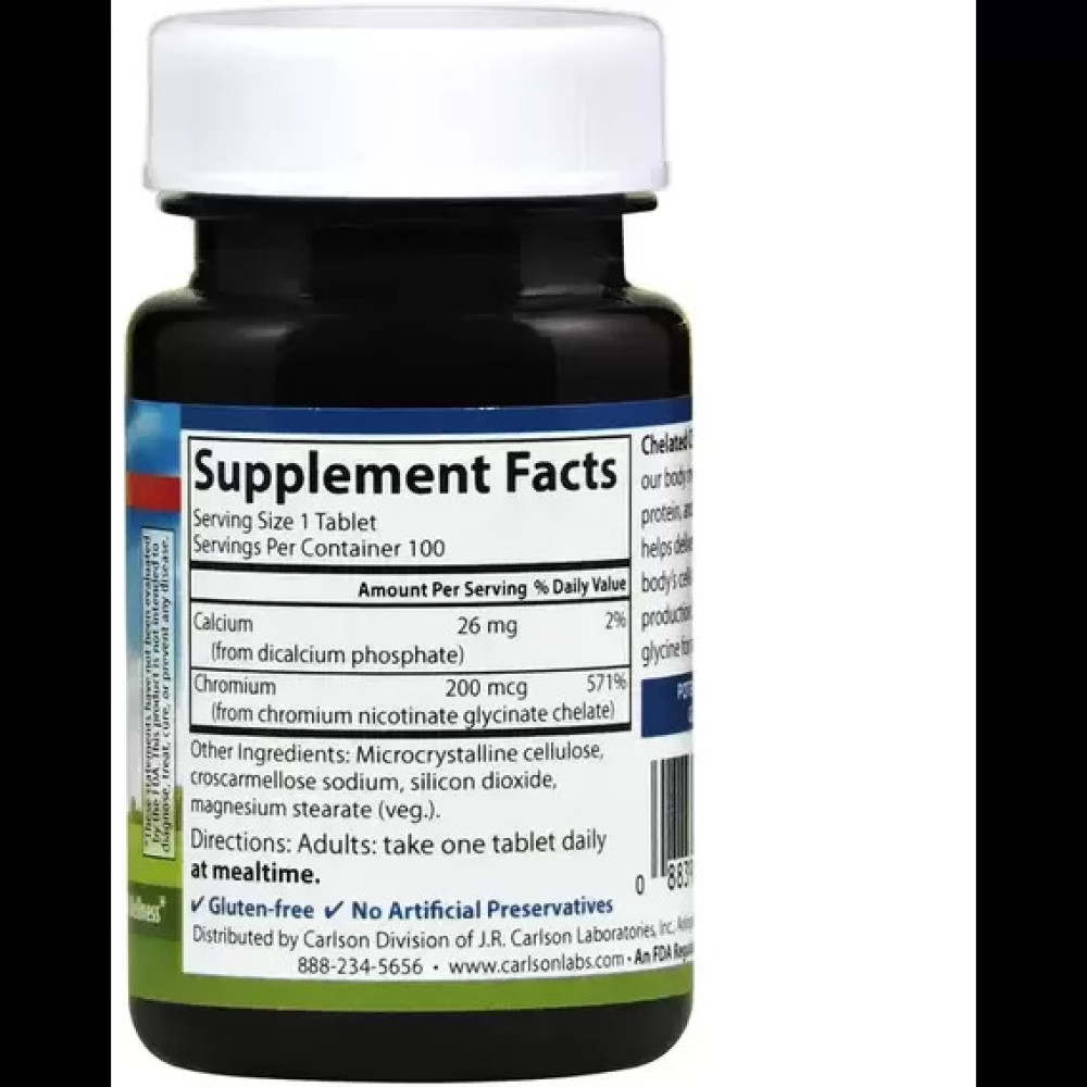 Мікроелемент Хром Carlson Labs Chromium 100 Tabs CAR-05511