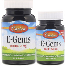 Вітамін E Carlson Labs E-Gems Elite 268 mg (400 IU), 2 Bottles, 90+44 Softgels CAR-00349