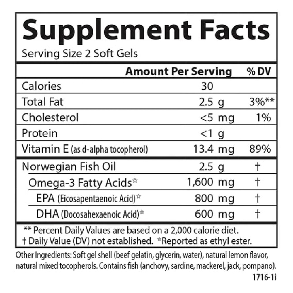 Омега 3 Carlson Labs Elite Omega-3 Gems 1600 mg 240 Soft Gels Natural Lemon Flavor