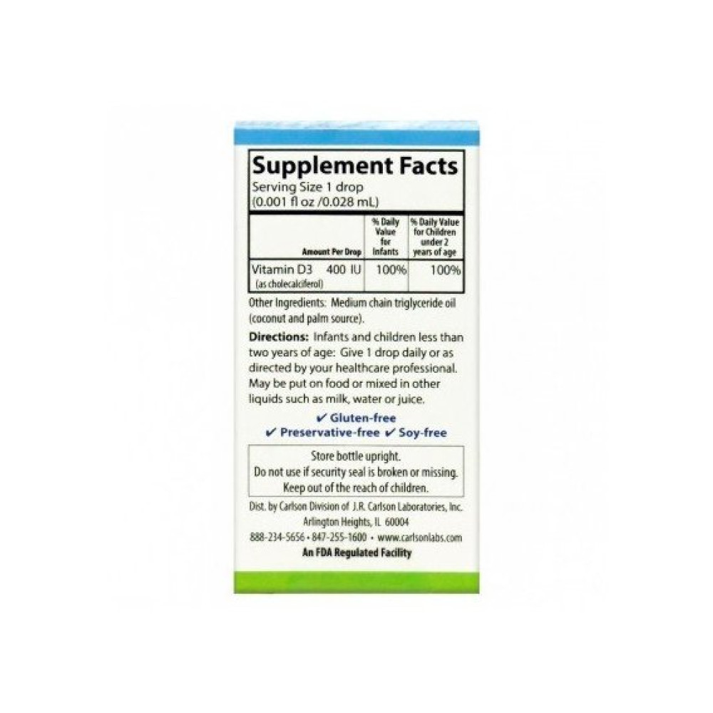 Вітамін D Carlson Labs Kid's Super Daily D3 400 IU 10,3 ml