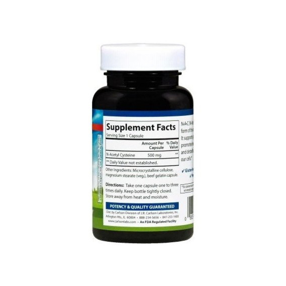 Ацетилцистеїн Carlson Labs N-A-C 500 mg 60 Caps