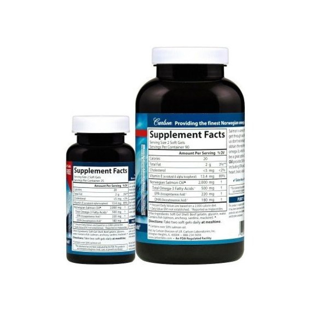 Жир лосося Carlson Labs Norwegian Salmon Oil 300 Soft Gels