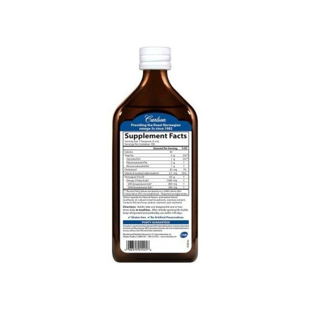Омега 3 Carlson Labs Norwegian The Very Finest Fish Oil 16.9 fl oz 500 ml Natural Lemon Flavor