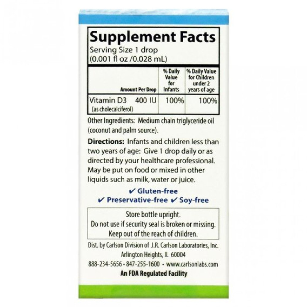 Вітамін D Carlson Labs Baby's Super Daily D3 400 IU 10,3 ml