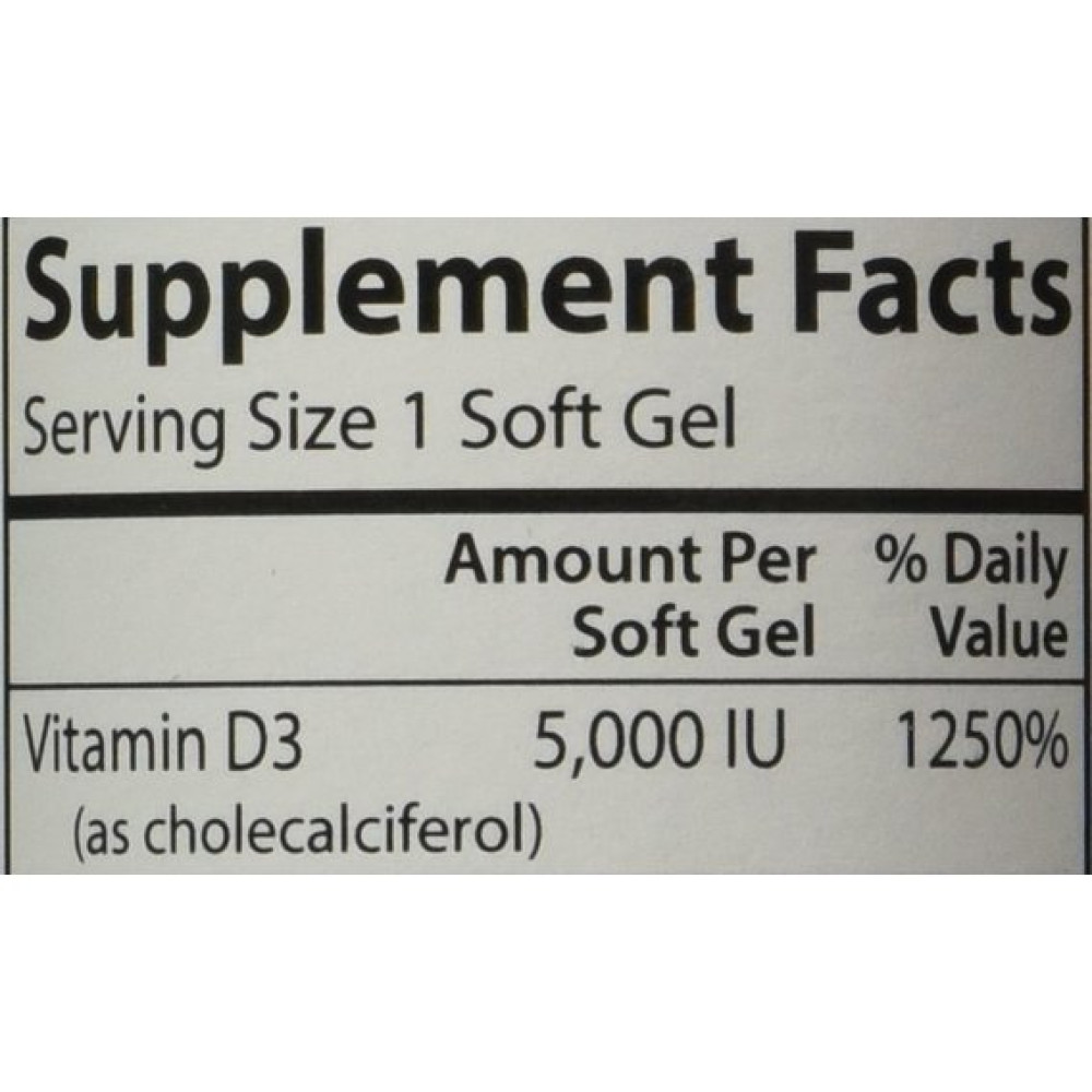 Вітамін D Carlson Labs Vitamin D3 5000 IU 120 Soft Gels CAR-14110