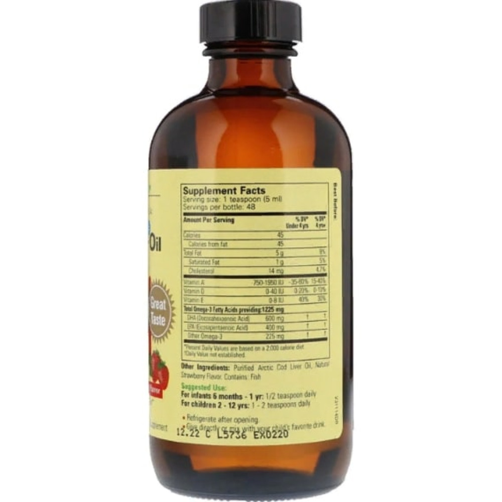 Жир із печінки тріски ChildLife Cod Liver Oil, 8 fl oz 237 ml Natural Strawberry Flavor CDL10500