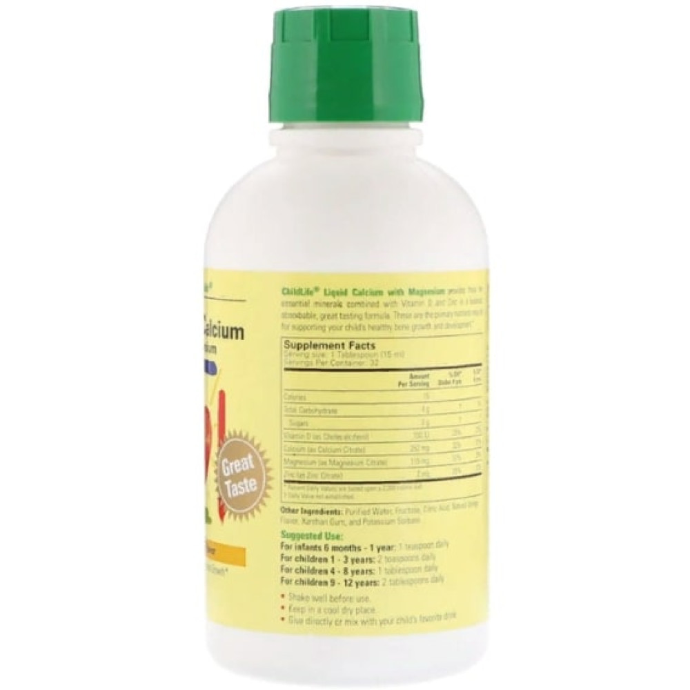 Мікроелемент Кальцій ChildLife Liquid Calcium with Magnesium, 16 fl oz 474 ml Natural Orange Flavor CDL10700