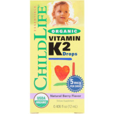 Вітамін K ChildLife Organic, Vitamin K2 Drops, 0.406 fl oz 12 ml Natural Berry Flavor CDL14500