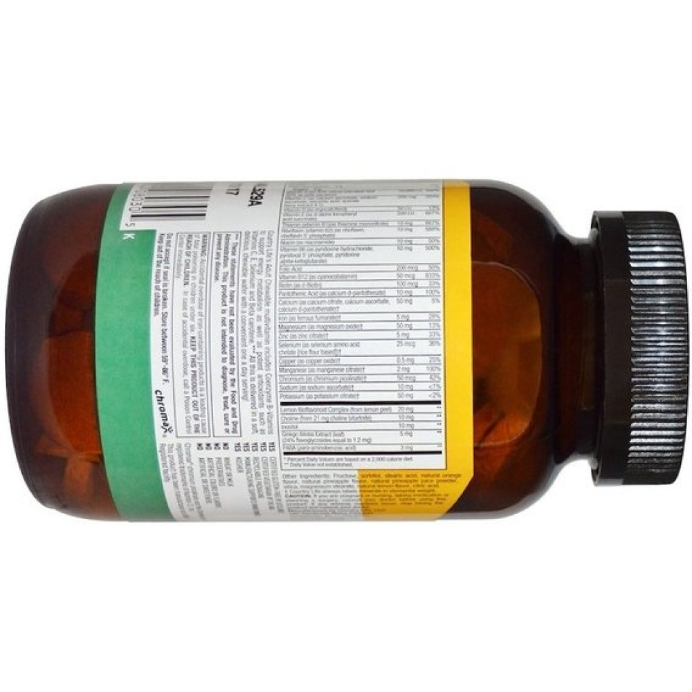Вітамінно-мінеральний комплекс Country Life Adult Multi 60 Wafers Pineapple Orange