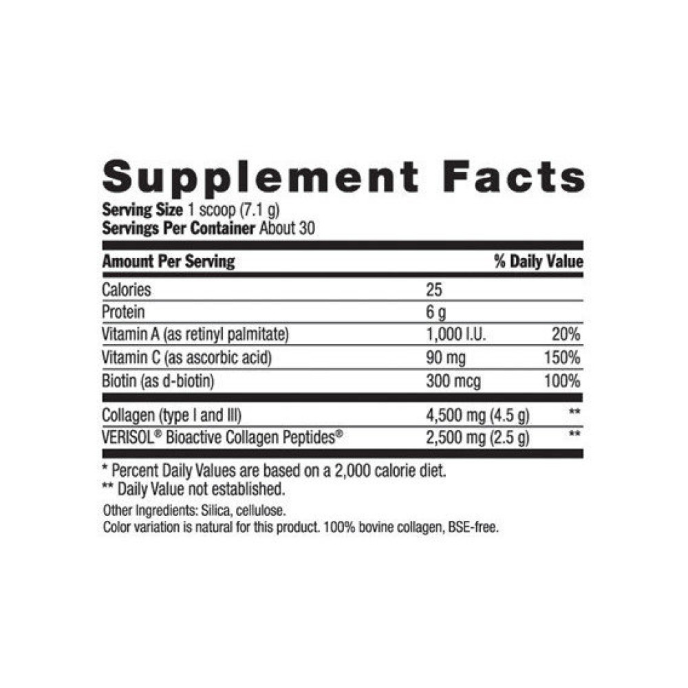 Комплекс для шкіри, волосся, нігтів Country Life Maxi-Collagen C & A plus Biotin High Potency Flavorless Powder 7.5 oz 213 g /30 servings/