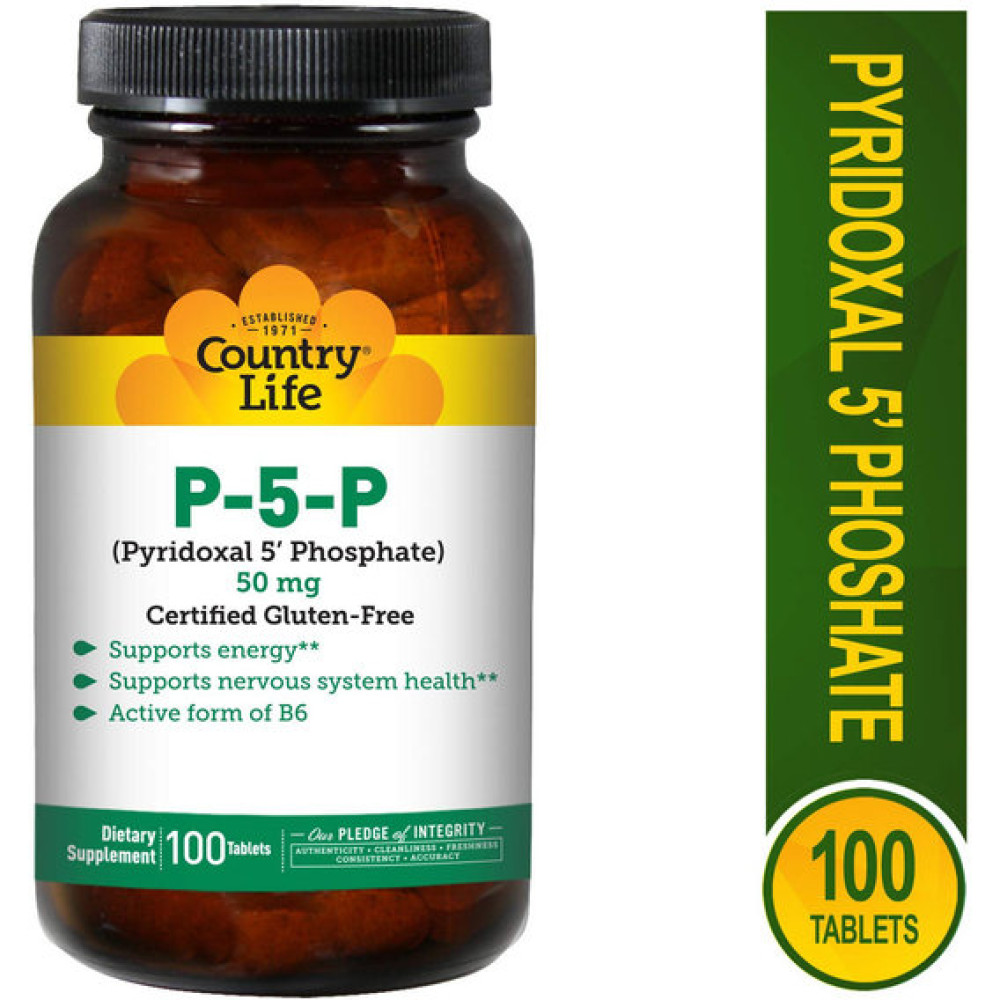 Пірідоксин Country Life P-5-P (Pyridoxal 5' Phosphate) 50 mg 100 Tabs