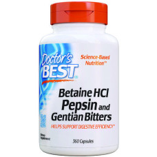 Бетаїну гідрохлорид Doctor's Best Betaine HCL, Pepsin and Gentian Bitters 360 Caps DRB-00315