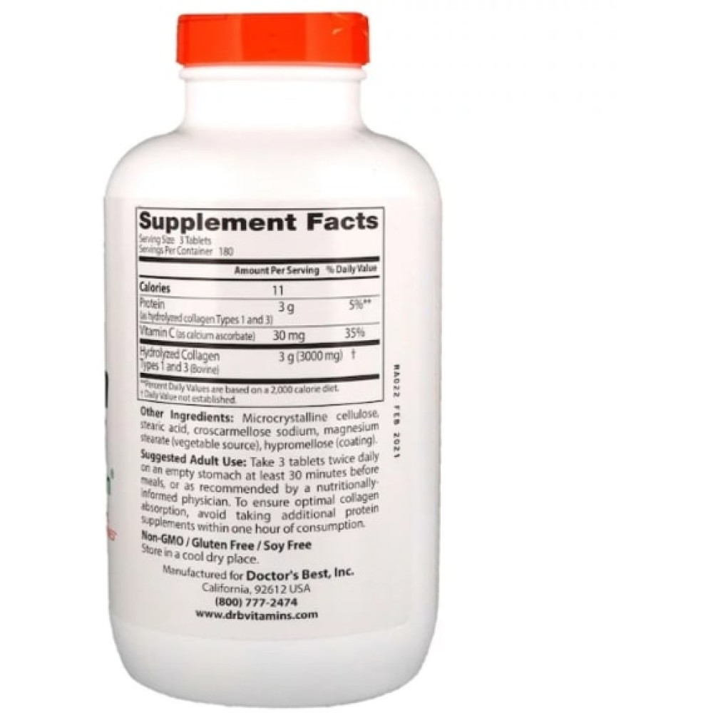 Комплекс для шкіри, волосся, нігтів Doctor's Best Collagen Types 1 and 3 with Peptan 1000 mg 540 Tabs DRB-00358