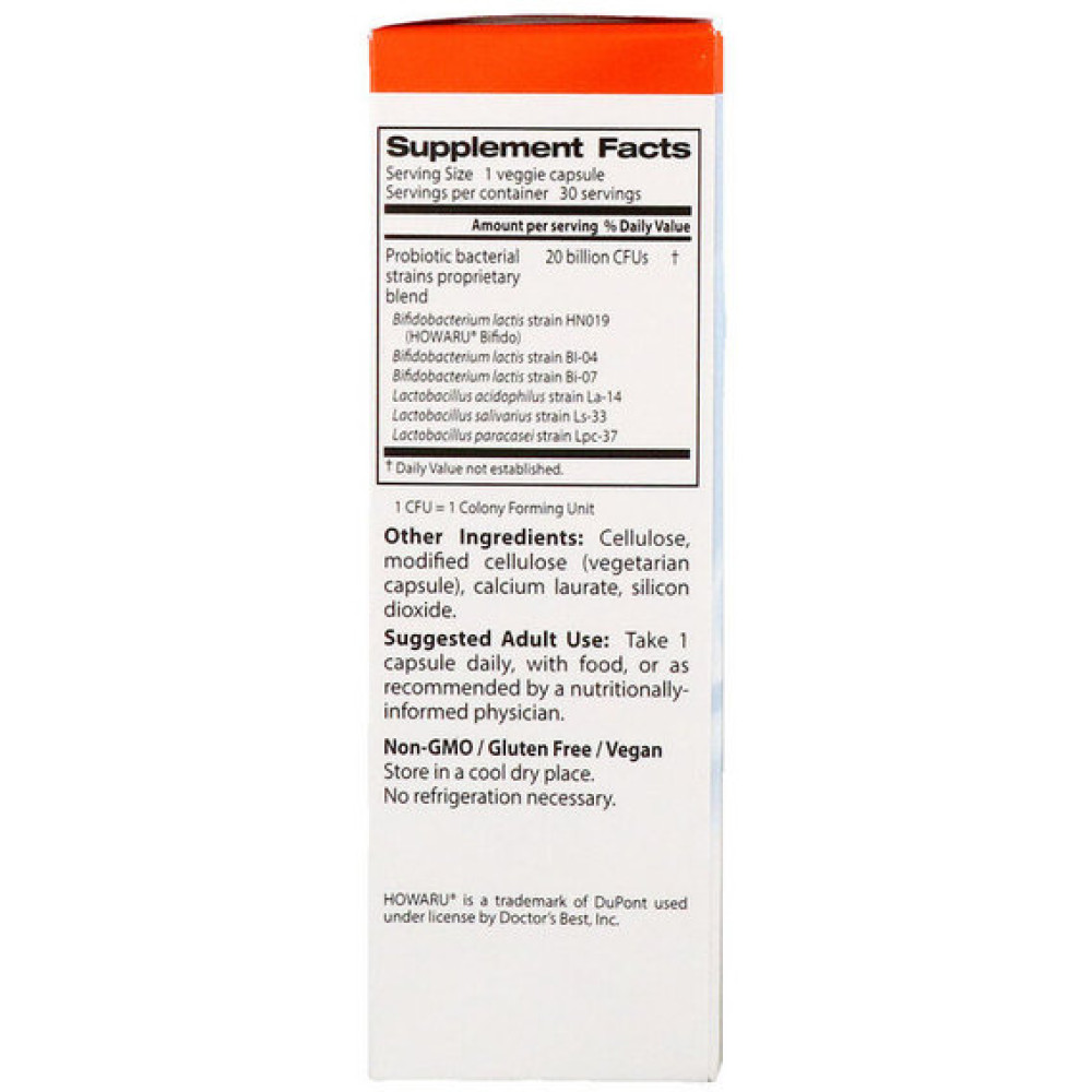 Пробіотик Doctor's Best Digestive Probiotic with Howaru, 20 Billion CFU 30 Veg Caps DRB-00362