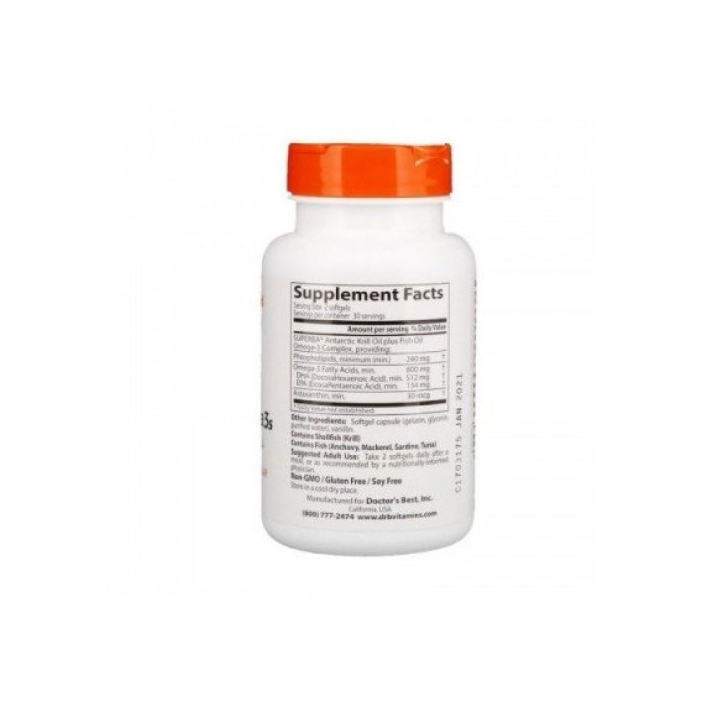 Омега 3 Doctor's Best Enhanced Krill Plus Omega3s with Superba Krill 60 Softgels