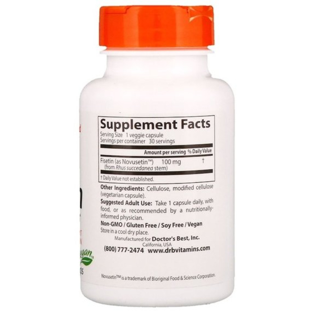 Комплекс для профілактики роботи головного мозку Doctor's Best Fisetin with Novusetin 100 mg 30 Veg Caps DRB00227