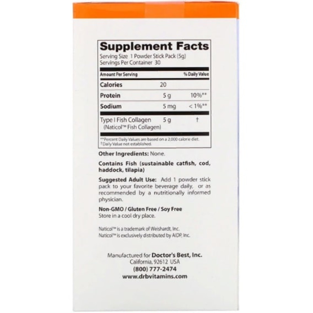 Комплекс для шкіри, волосся, нігтів Doctor's Best Fish Collagen with Naticol 30 packs DRB-00418