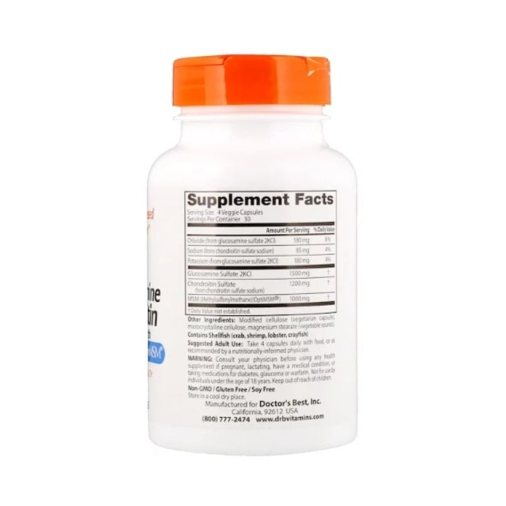Препарат для суглобів та зв'зок Doctor's Best Glucosamine Chondroitin MSM with OptiMSM 120 Caps DRB-00080