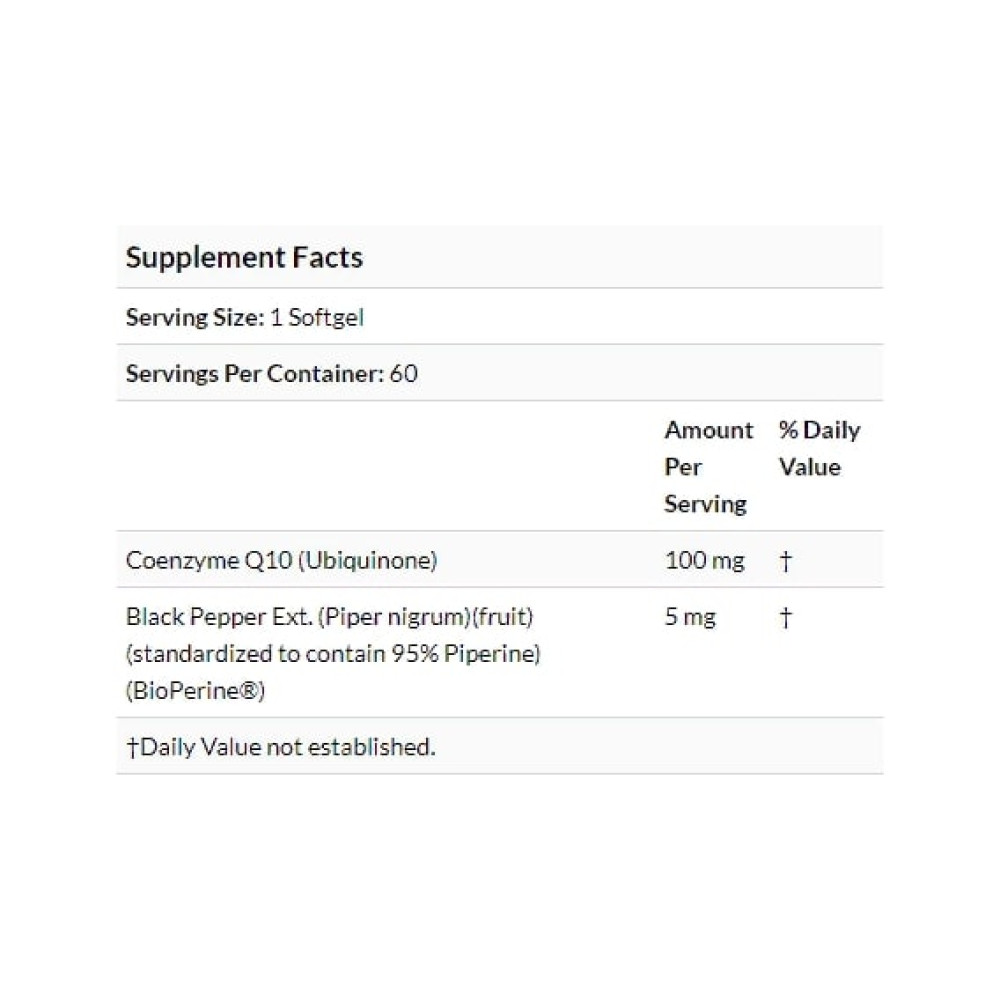Коензим Doctor's Best High Absorption CoQ10 with BioPerine 100 mg 60 Softgels DRB-00088