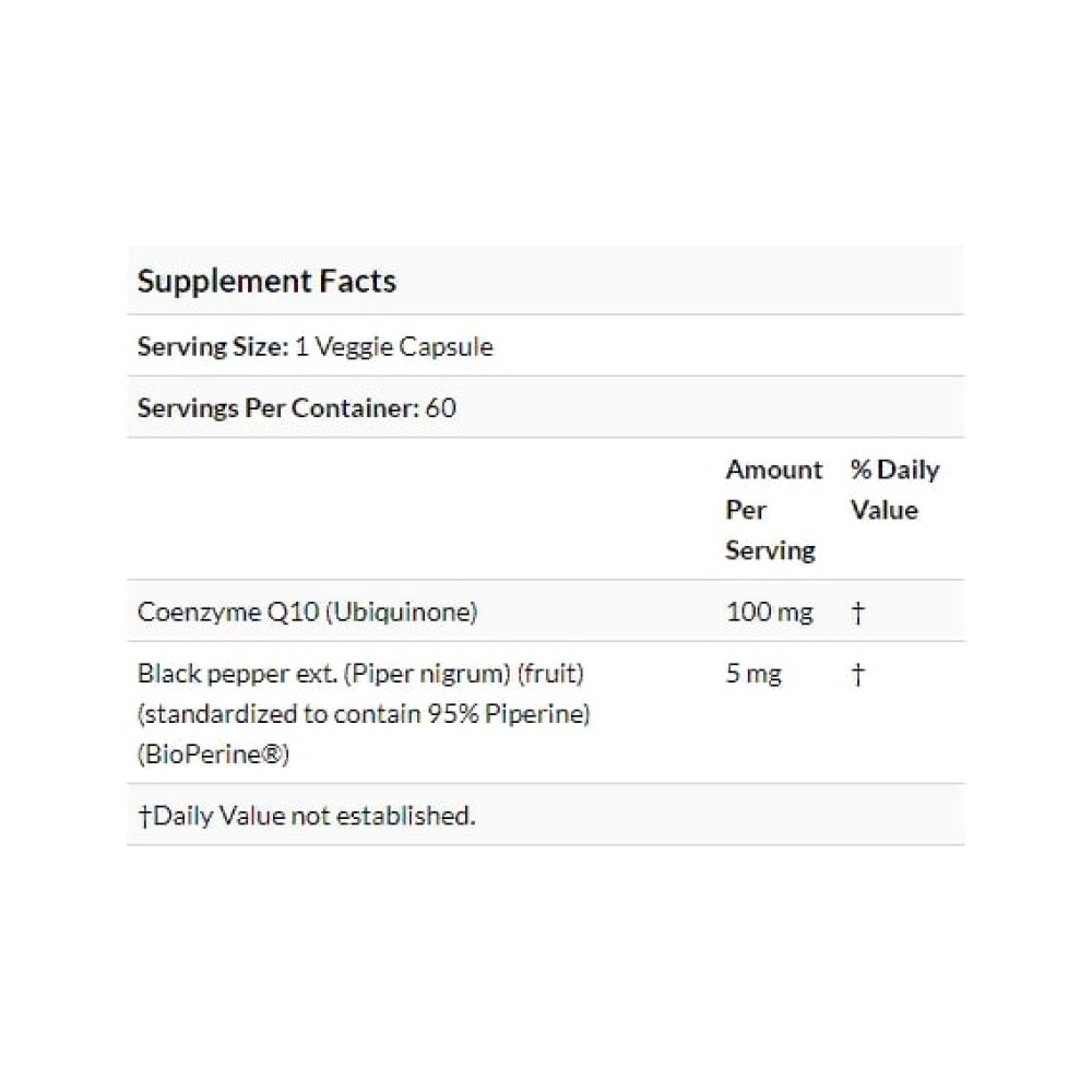Коензим Doctor's Best High Absorption CoQ10 with BioPerine 100 mg 60 Veg Caps DRB-00069