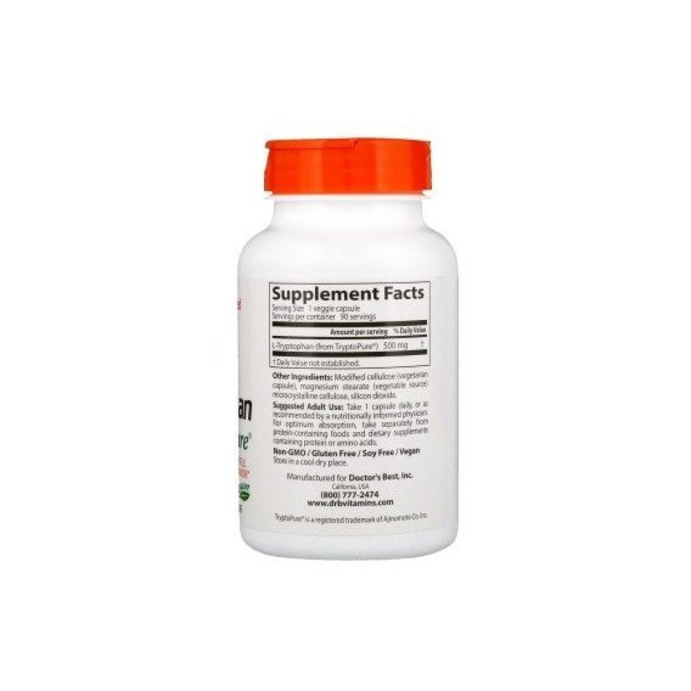 Триптофан Doctor's Best L-Tryptophan 500 mg 90 Veg Caps