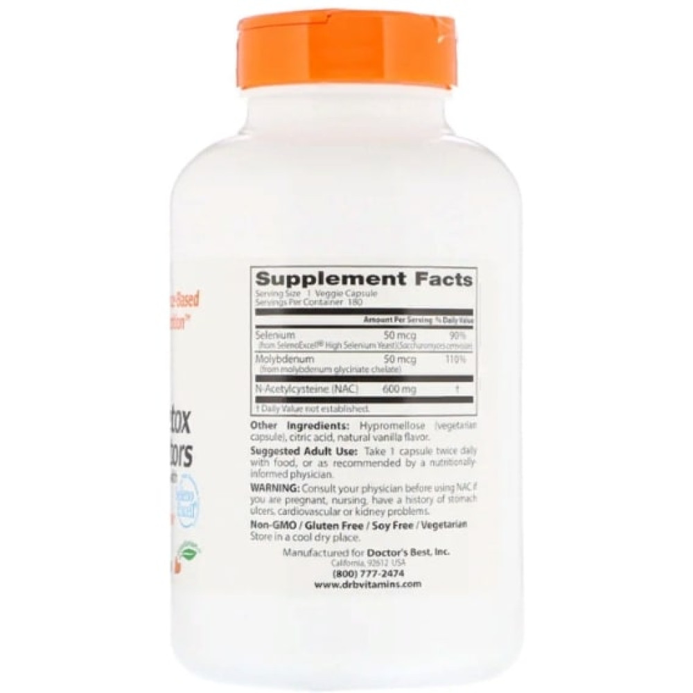 Ацетилцистеїн Doctor's Best NAC Detox Regulators 180 Veg Caps DRB-00517