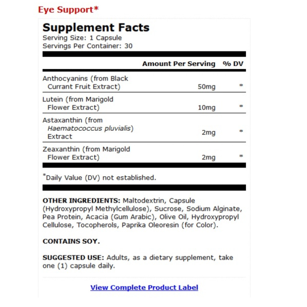 Комплекс для профілактики зору Dr. Mercola Eye Support 30 Caps