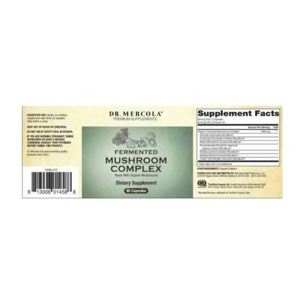 Грибний комплекс Dr. Mercola Fermented Mushroom Complex 90 Caps