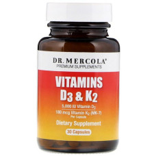 Вітамін D Dr. Mercola Vitamins D3 & K2 5000 IU 30 Caps Вітамін D Dr. Mercola Vitamins D3 & K2 5000 IU 30 Caps