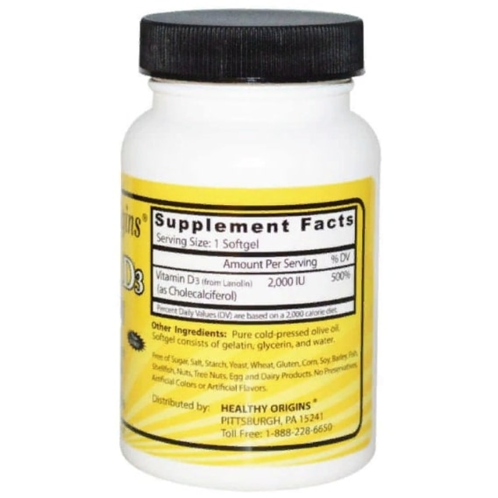 Вітамін D Healthy Origins Vitamin D3 2000 IU 120 Softgels HO15374